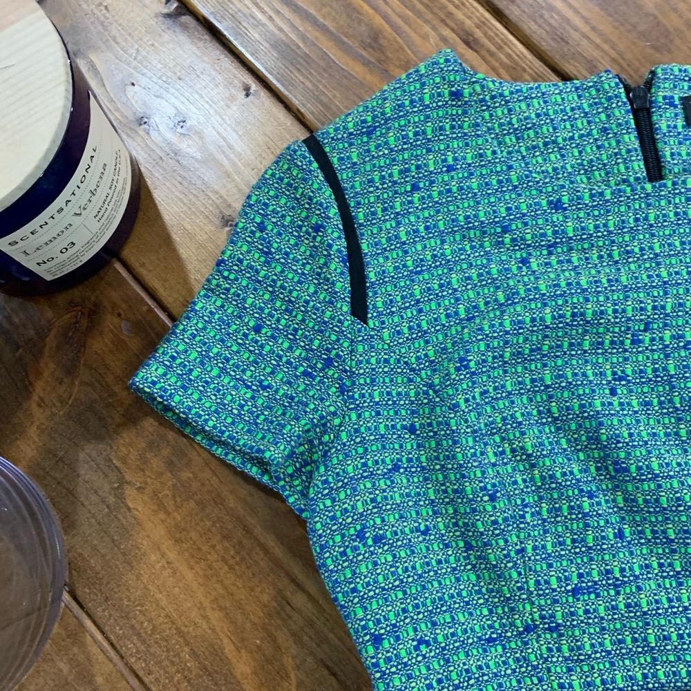 2/$30 Topshop Tweed Dress Size 10 Green & Blue - Picture 4 of 7